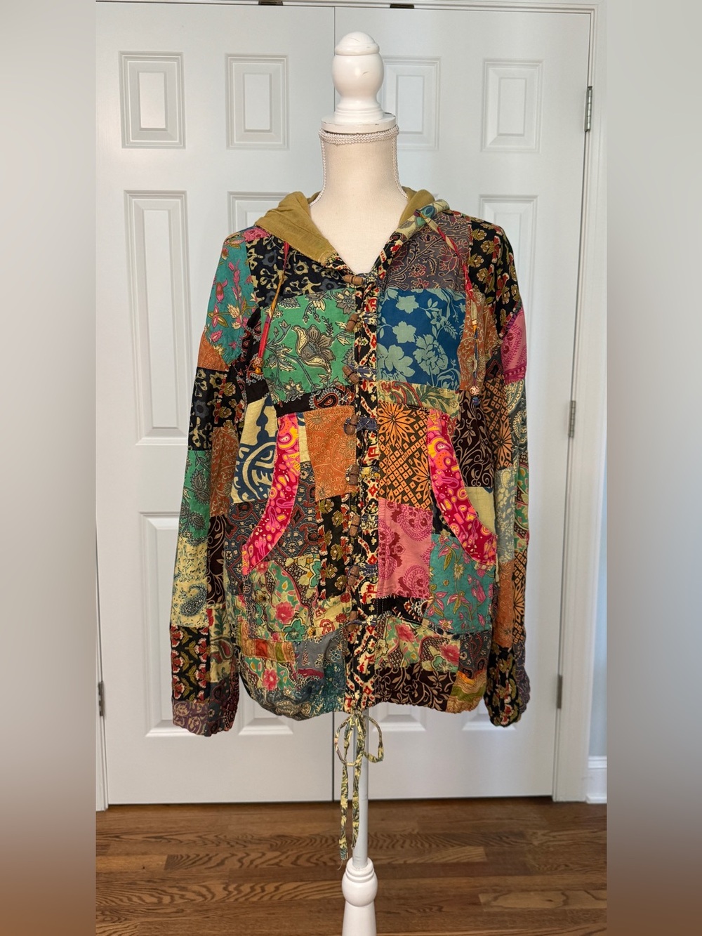 Hippie Forever Patchwork Hooded Jacket Women OS Handmade Boho Fairycore Grunge